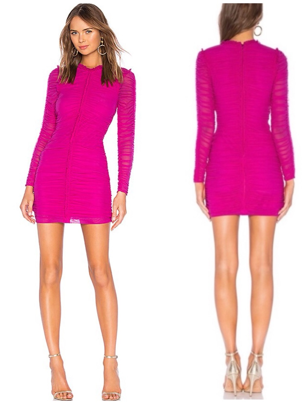 NWT NBD Las Olas Long Sleeve Mini Dress in Magenta Size Small